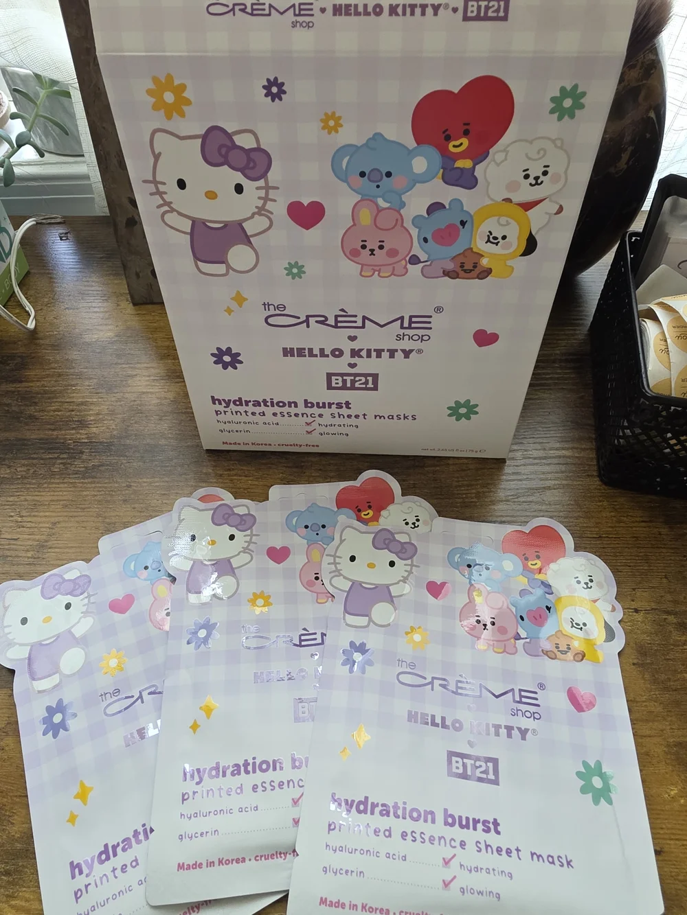 The Crème Shop Hello Kitty BT21 Hydration Burst Sheet Masks - White & Purple